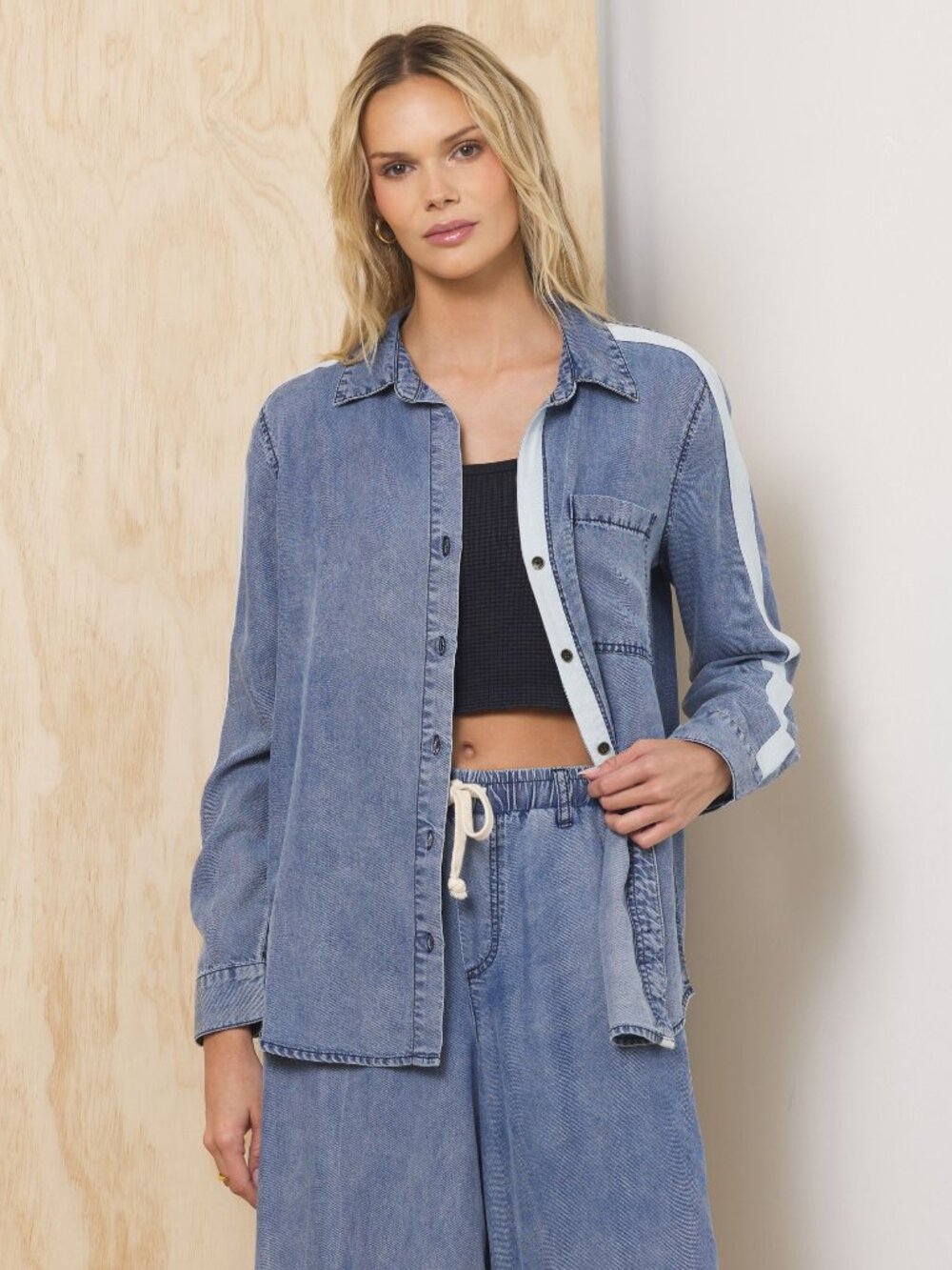 Washed Denim Tencel Top